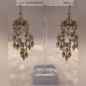 Liz Claiborne Gold Chandelier Dangle Earrings with Intricate Design
